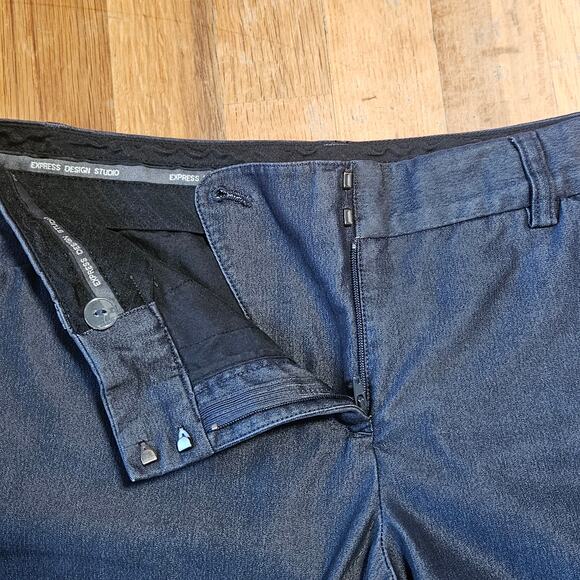 Vtg Express Editor Trouser Pants Womens 6 Dark Wash Stretch Denim Career Y2K - Picture 8 of 11